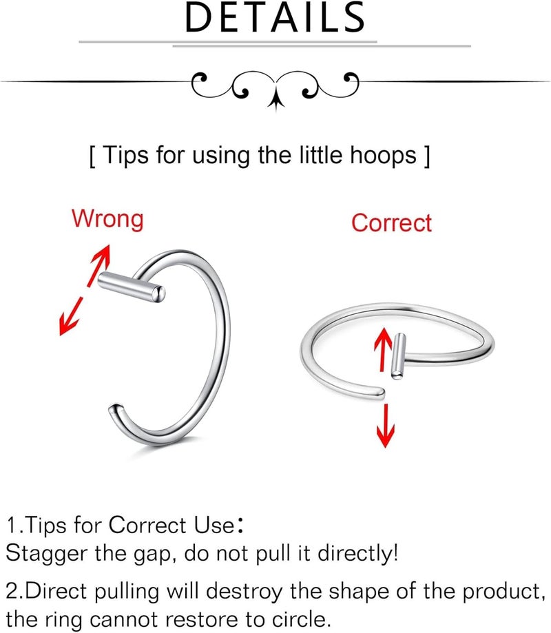 D.Bella Fake Nose Lip Ring Faux Clip on No Pierced Non Piercing Helix Cartilage Earring Ear Cuff Faux Body Piercing Jewelry for Women Men - Image 4